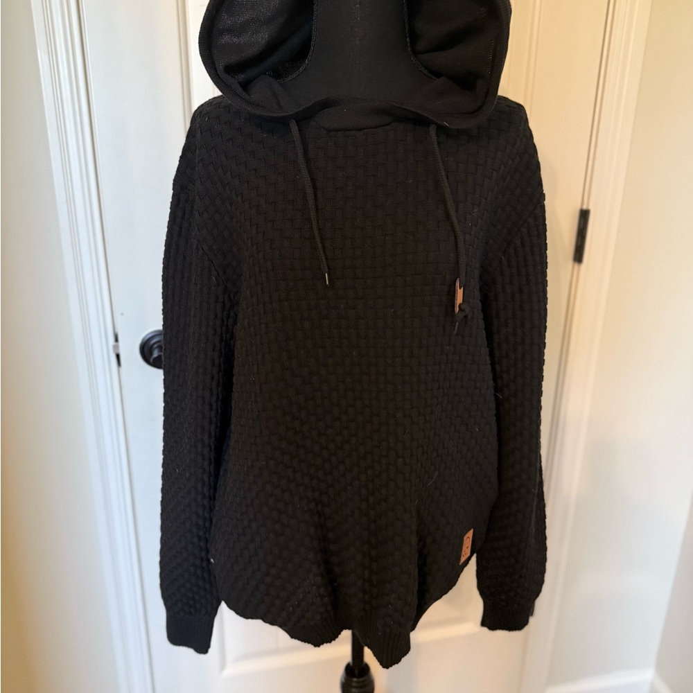 Black Textured Hoodie Sweater